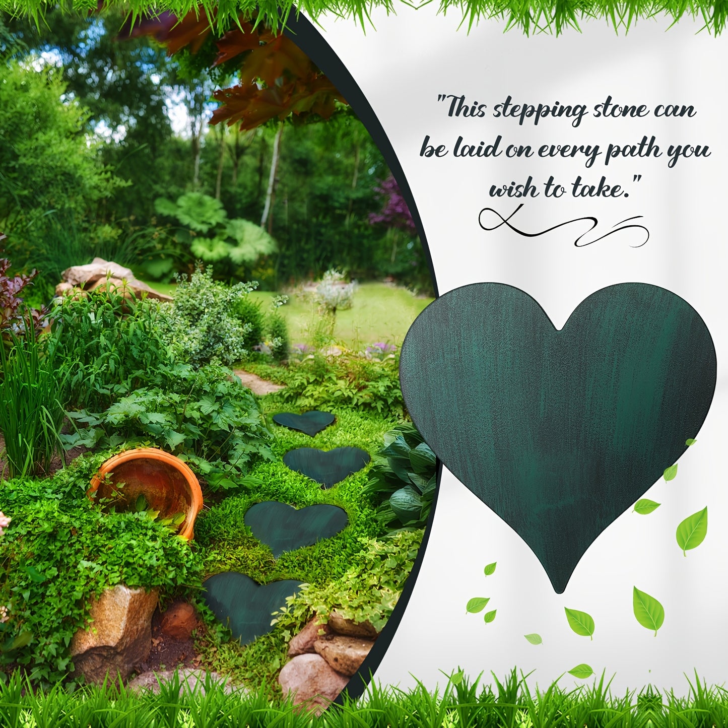 OUTUS Heart Shaped Garden Stepping Stones Rustic Iron