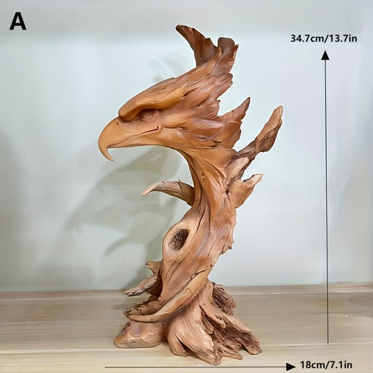 [Resin Eagle Statue Decor] Handcrafted Resin Eagle Statue - 1pc Light Brown (Type A) & Dark Brown (Type B) | Unique Design by Master Artisans | Home Decor Sculpture for Kitchen, Living Room, Entryway, Balcony, or Garden | Ide
