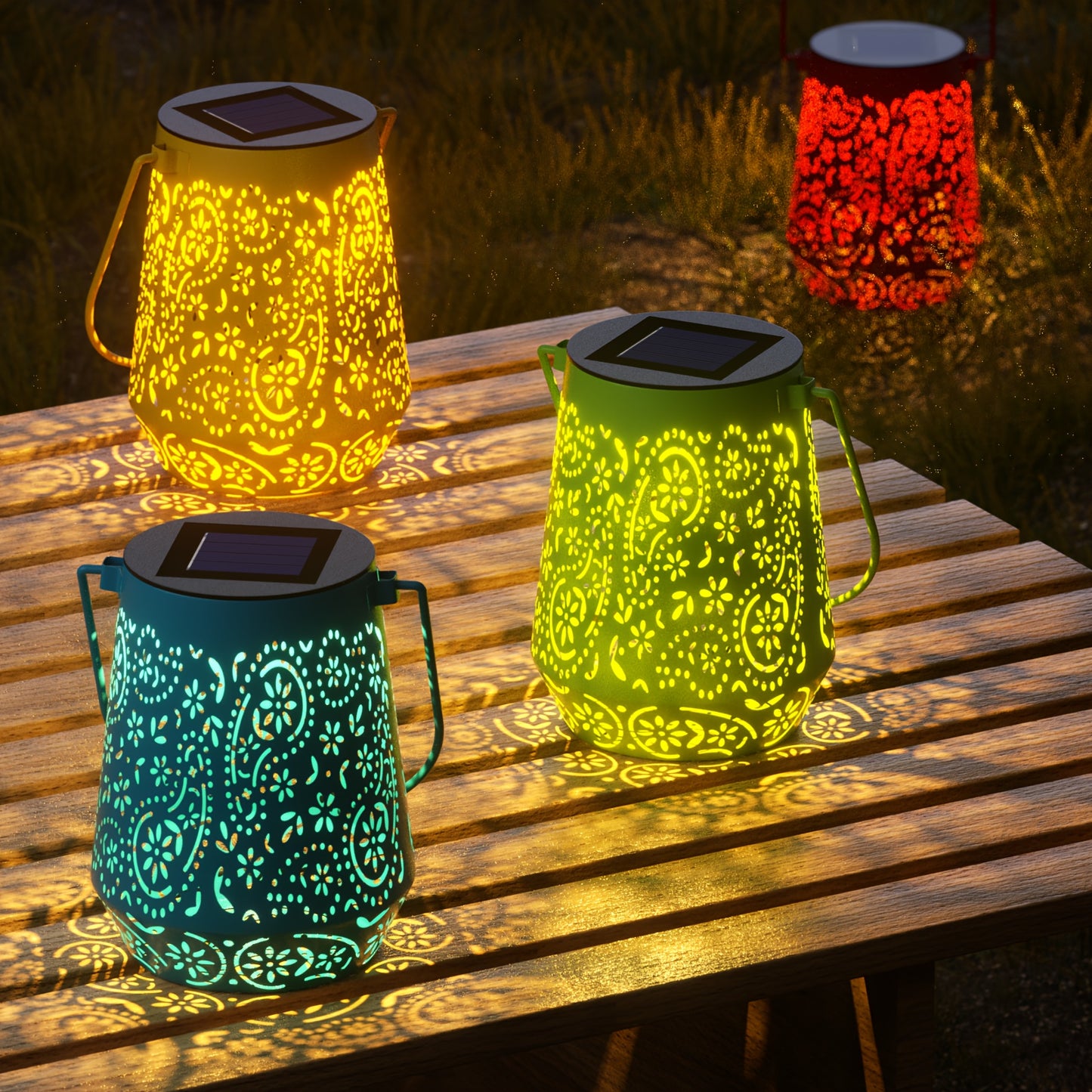 Solar Lanterns Outdoor 4 Pack LED Hanging Lights for Garden