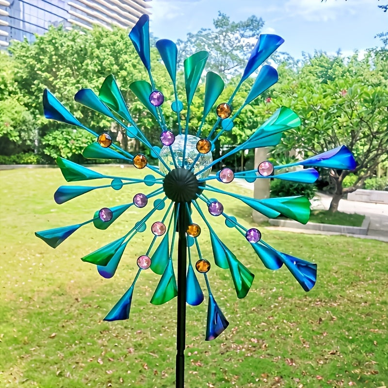 Solar Luminescence Metal Double Wind Spinner Outdoor Decor