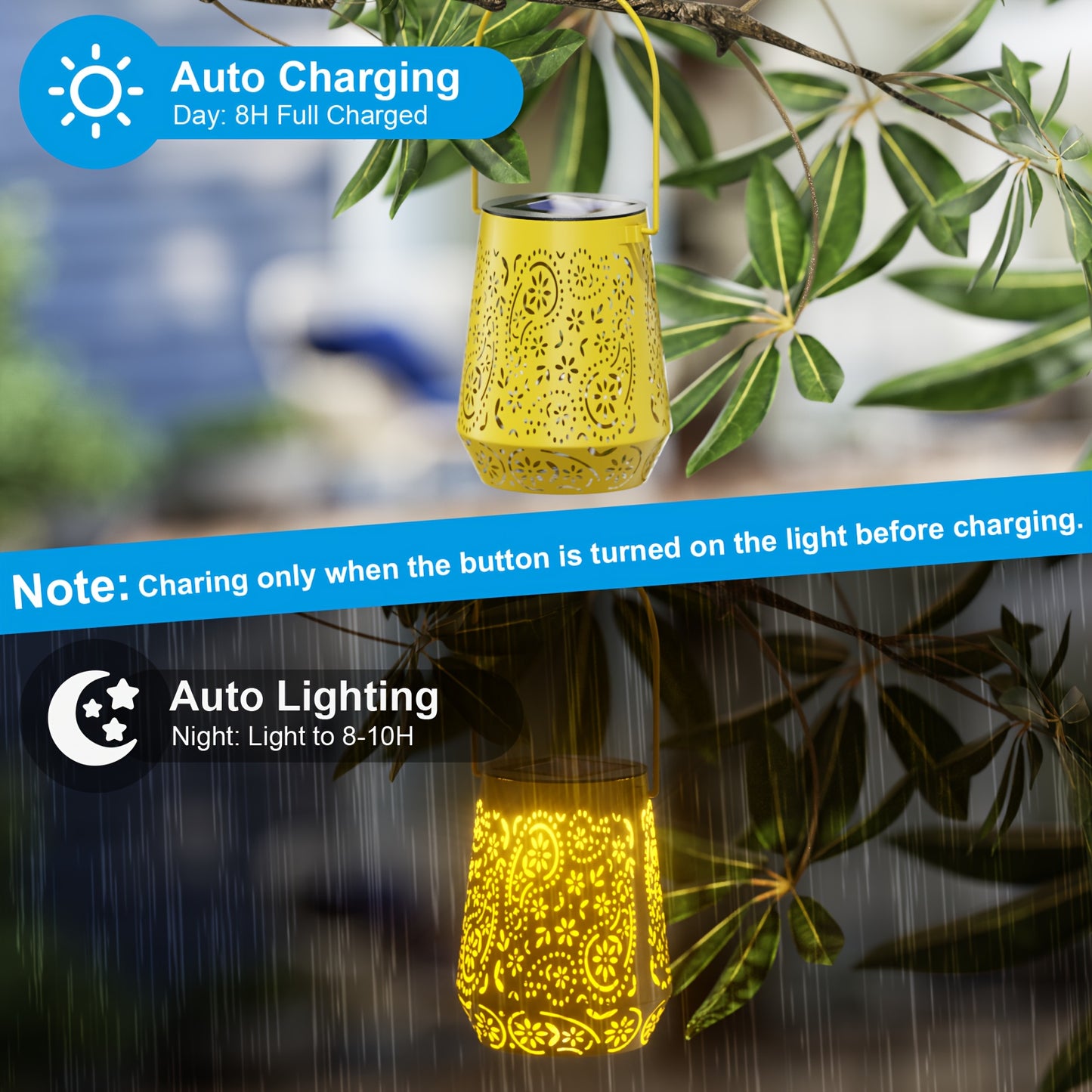 Solar Lanterns Outdoor 4 Pack LED Hanging Lights for Garden