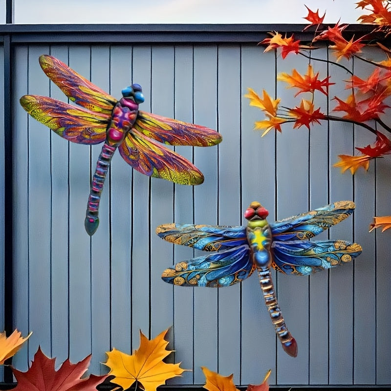 Metal Dragonfly Garden Wall Art Decor Set For Outdoors