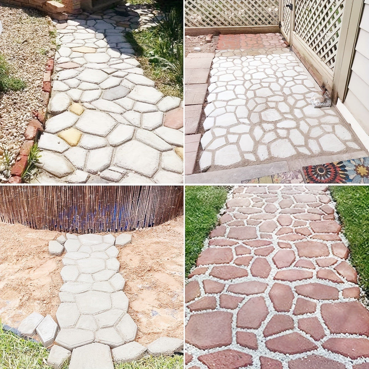 VANSMAGO 4 Piece Reusable Concrete Walk Stone Molds For Path