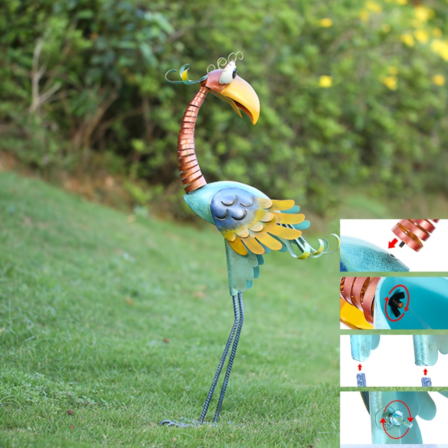 Metal Toucan Garden Statue Hand Painted Outdoor Decor