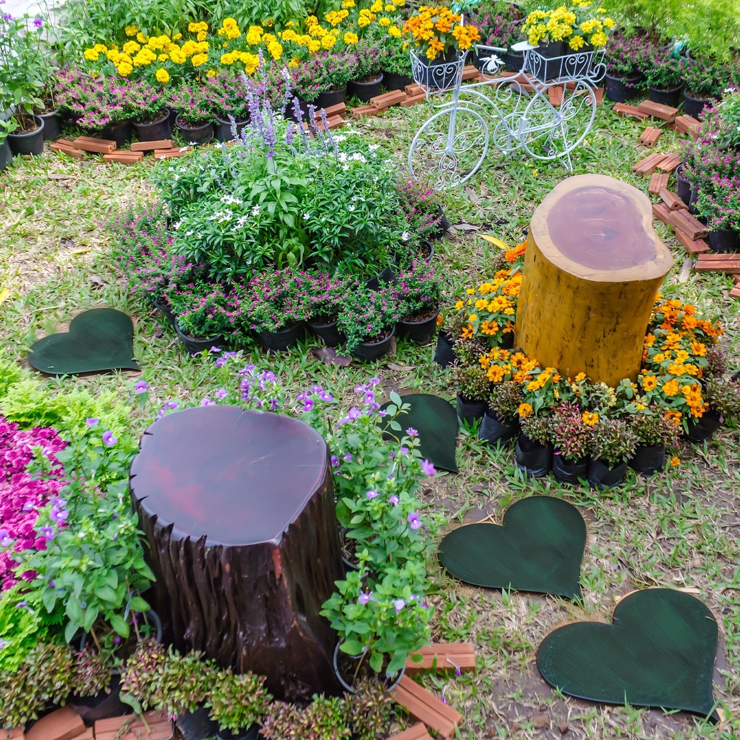 OUTUS Heart Shaped Garden Stepping Stones Rustic Iron