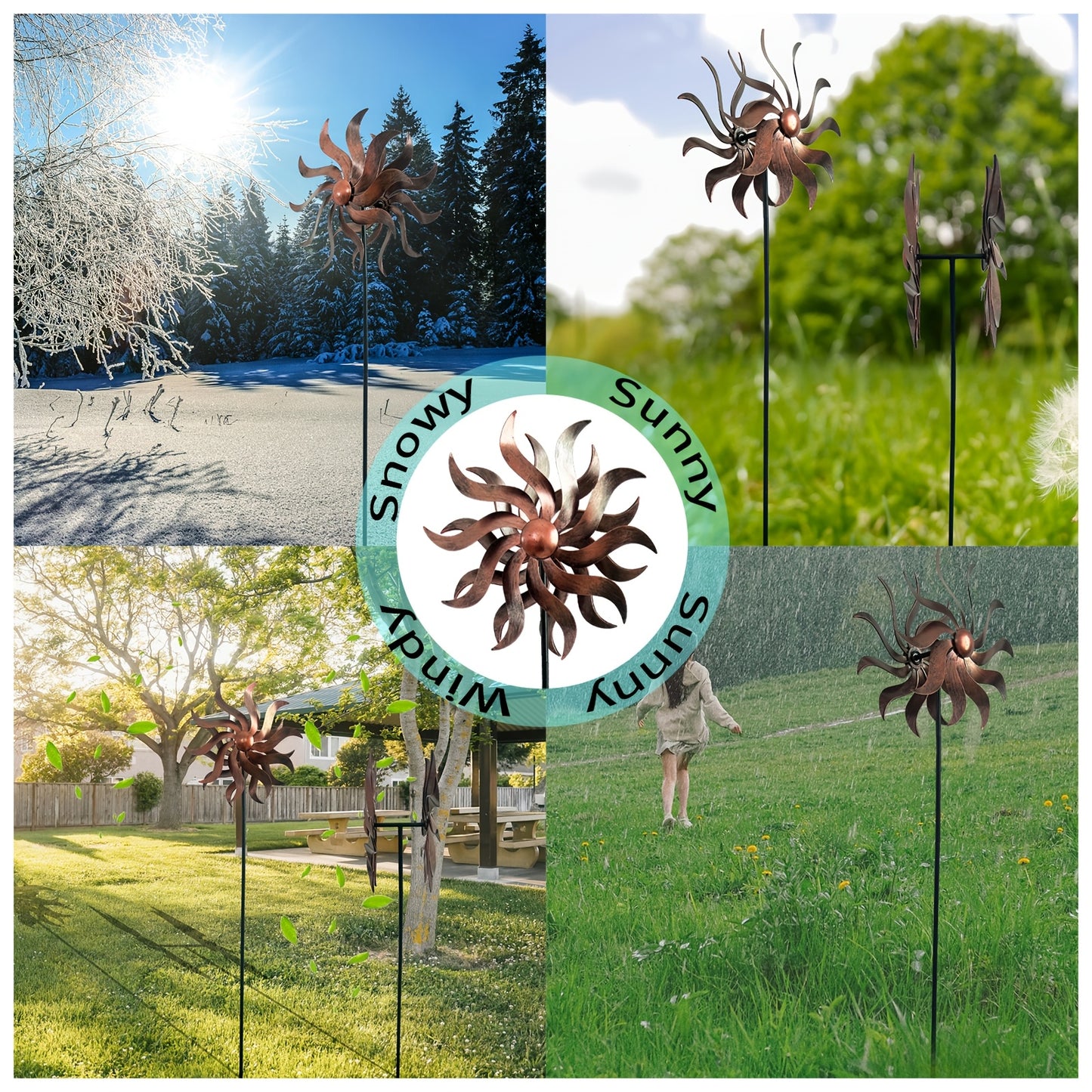 XLSWAIN Kinetic Wind Spinner Garden Stake Yard Outdoor