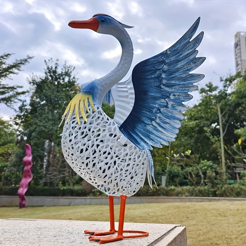 Garden Swan Solar Lights Metal Sculpture For Outdoor Decor