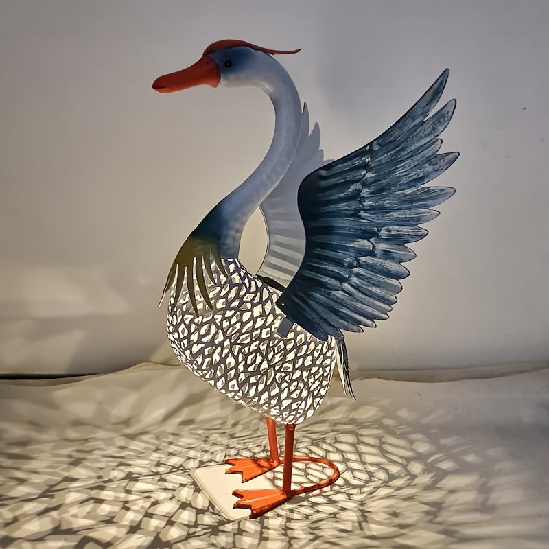 Garden Swan Solar Lights Metal Sculpture For Outdoor Decor