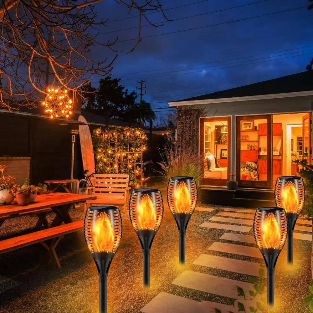 Upgraded Larger Solar Torch Lights with Flickering Flame
