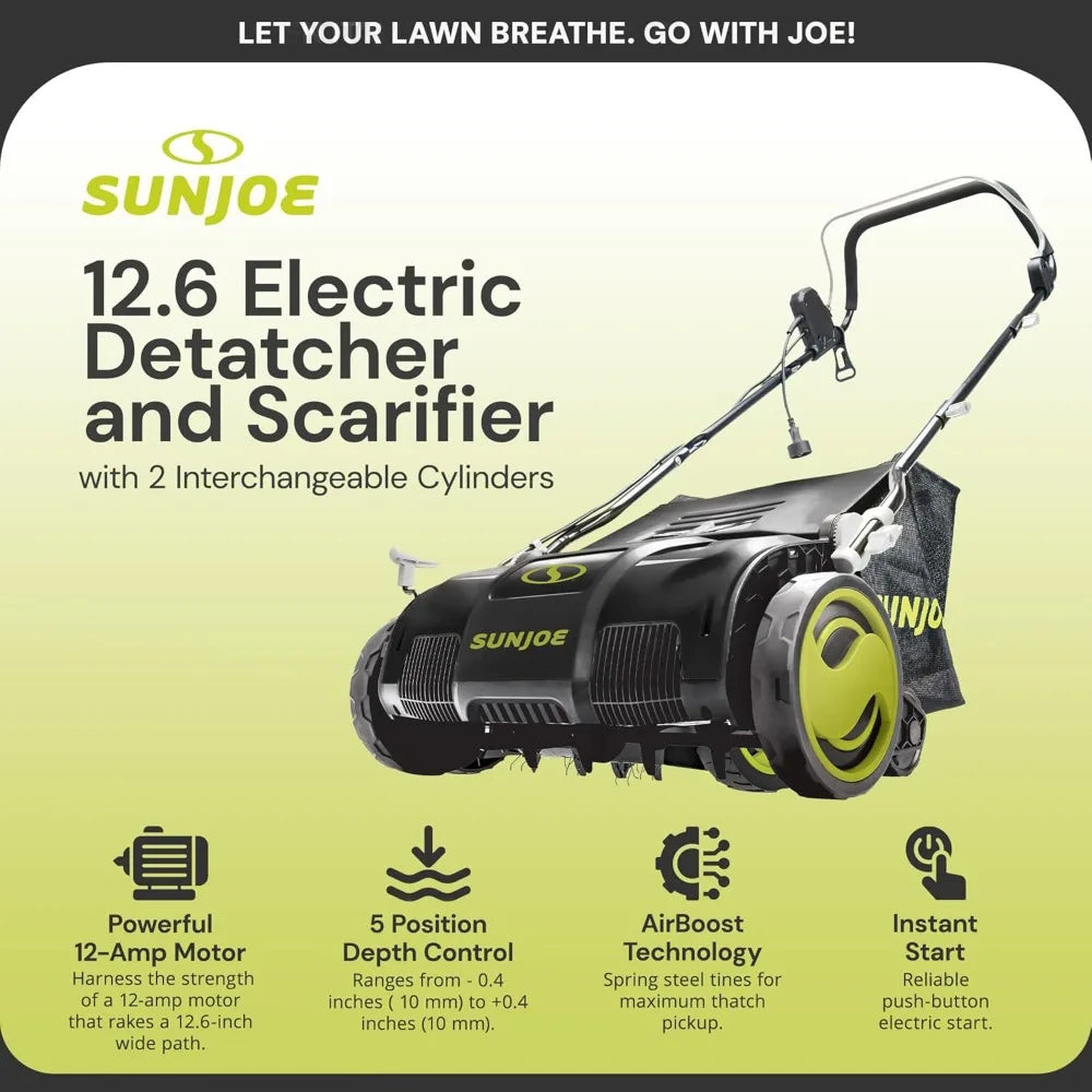 12 Amp Electric Lawn Dethatcher And Scarifier For Lawns