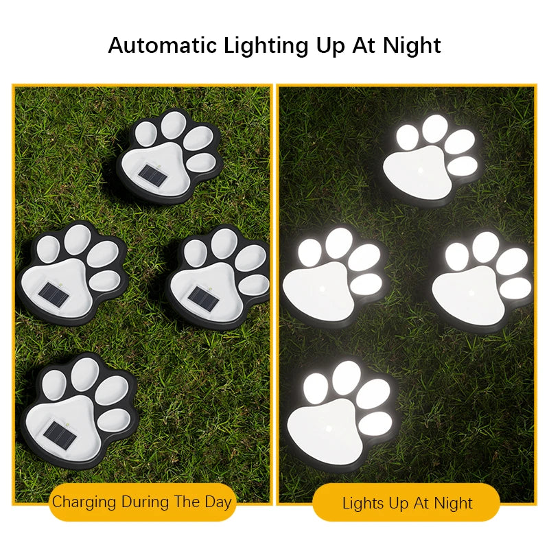 SHENZHITECH Outdoor LED Solar Light Paw Print Path Lamp