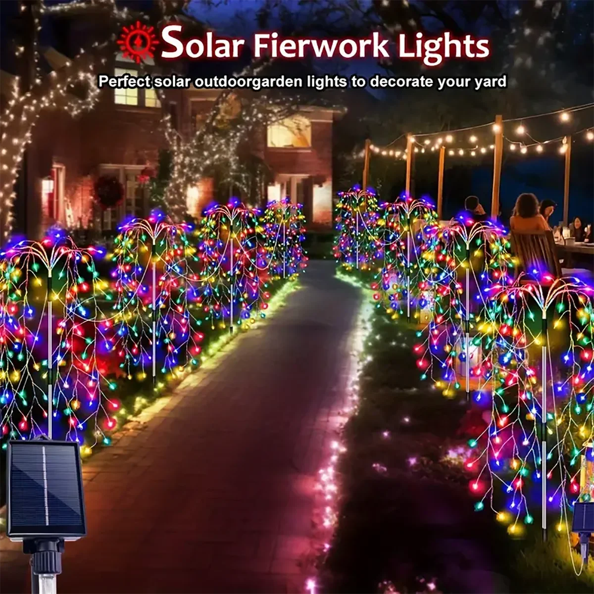 WELPUR Solar Garden Decorative Lights 4Pack Firecracker LED