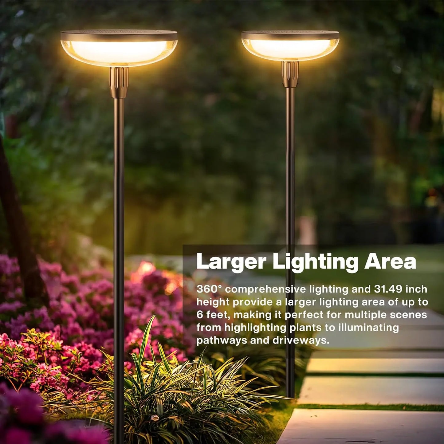 KPSTEK Solar Garden Path Lights 6 Pack Auto On Off