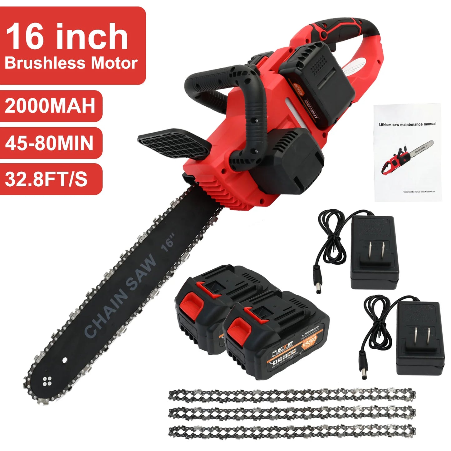 HG0289 Brushless 42V Cordless Chainsaw With Two Batteries