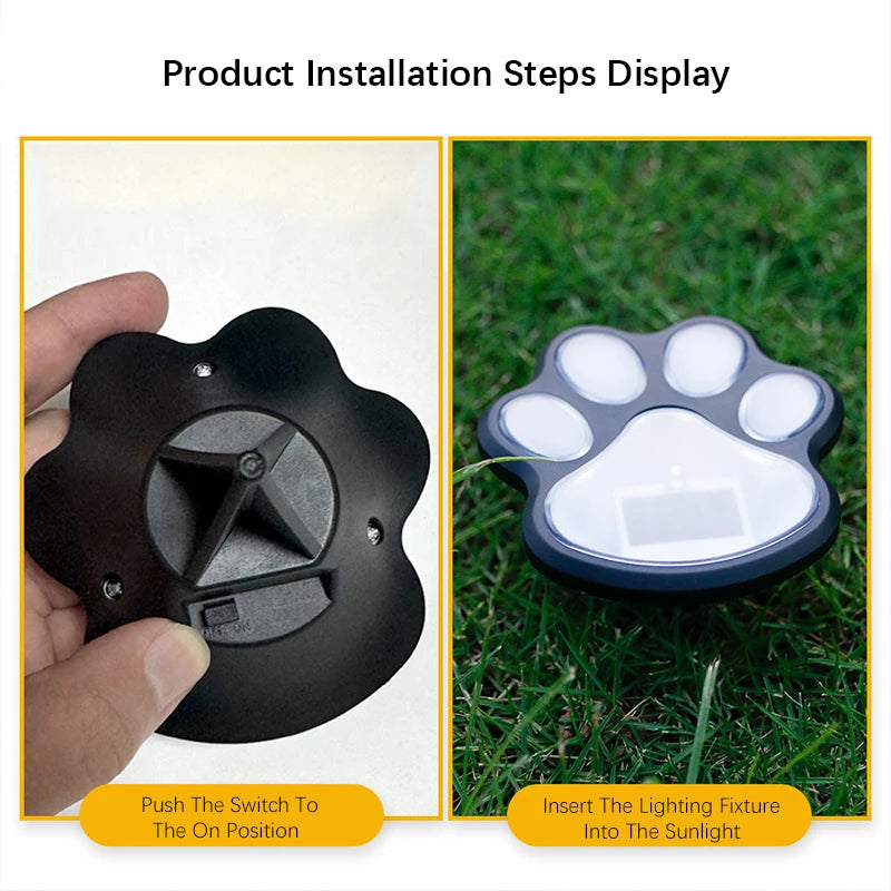 SHENZHITECH Outdoor LED Solar Light Paw Print Path Lamp