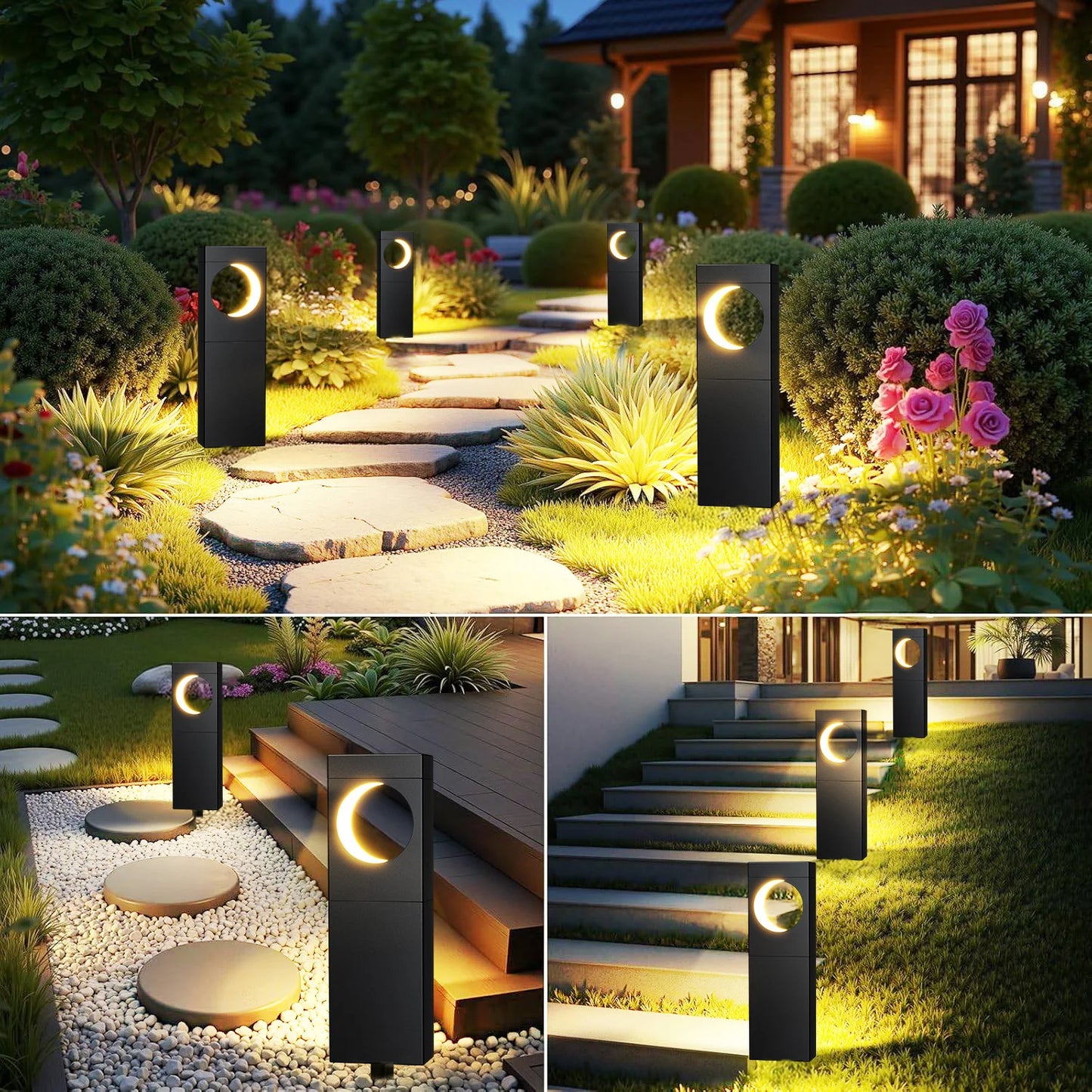 KPSTEK Solar Lights Pack 4 6 Bright LED Pathway Garden