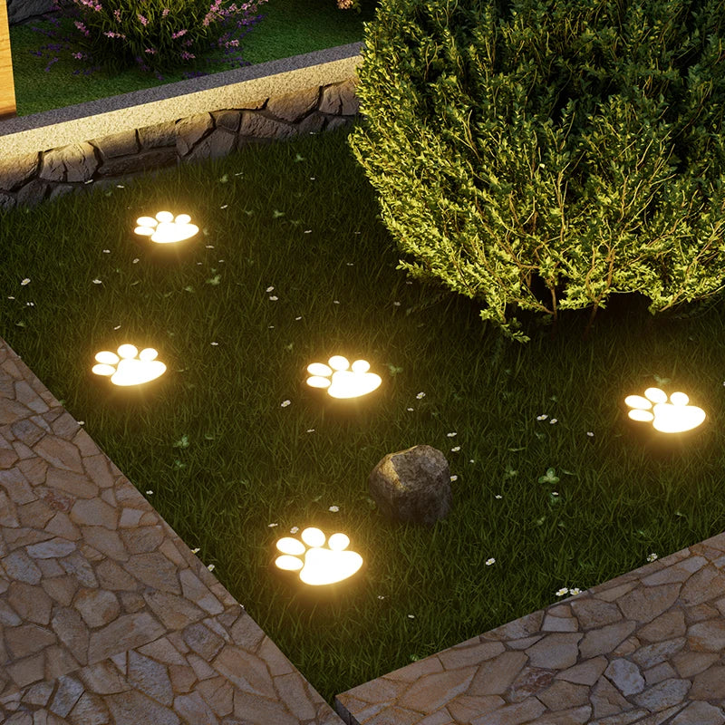 SHENZHITECH Outdoor LED Solar Light Paw Print Path Lamp