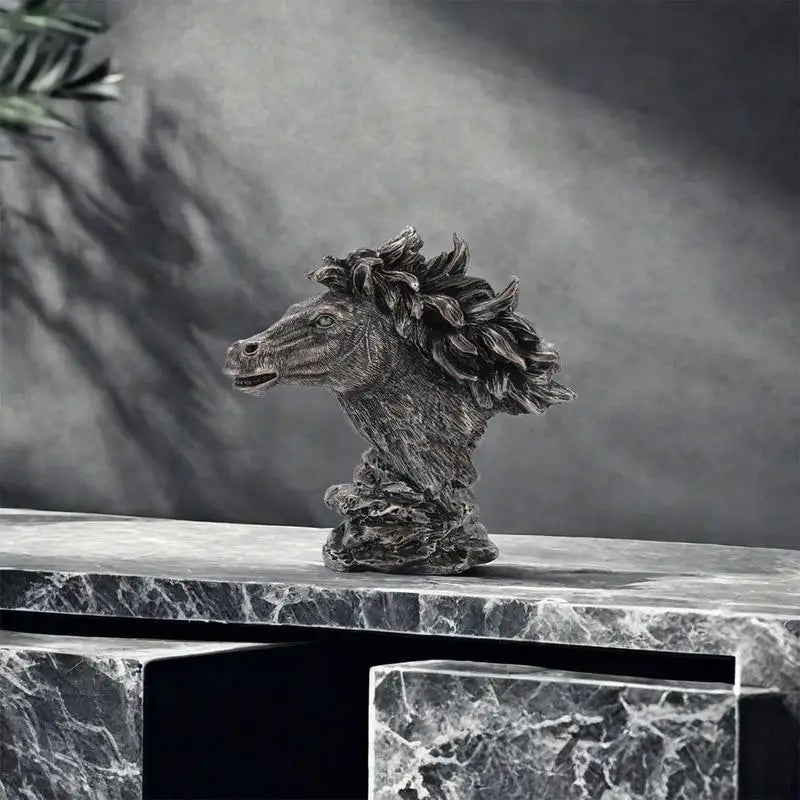 Hignconcerned Horse Head Statue Desktop Figurine Resin Art