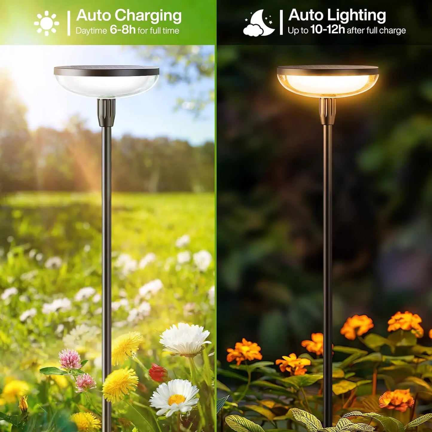 KPSTEK Solar Garden Path Lights 6 Pack Auto On Off