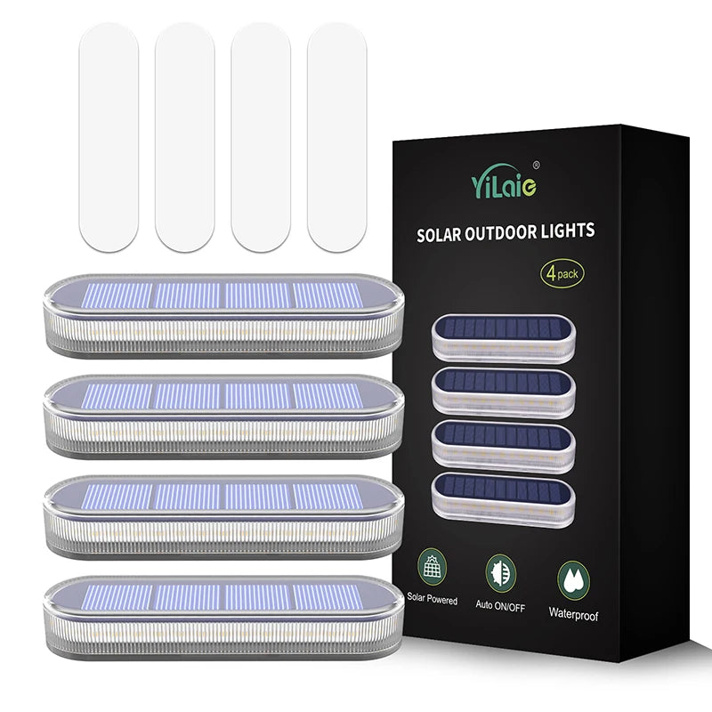 Yilaie Solar Deck Lights 4 Pack Garden Pathway Lamps