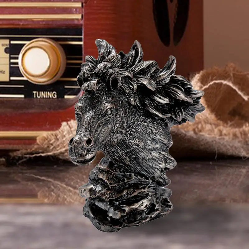 Hignconcerned Horse Head Statue Desktop Figurine Resin Art