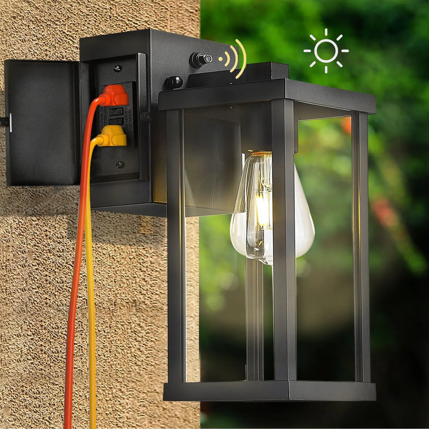 GFCI Outlet Porch Light Dusk To Dawn Outdoor Wall Mount
