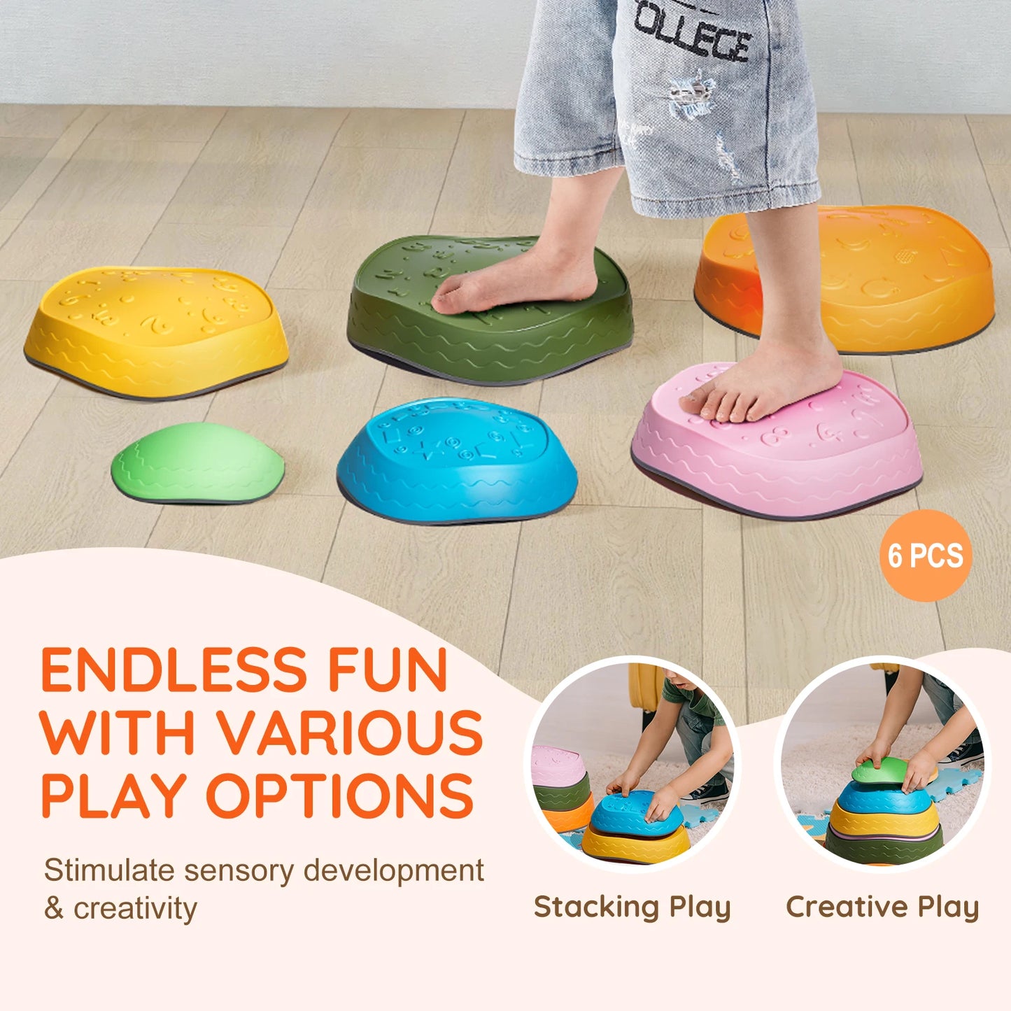 SucceBuy Balance Stepping Stones For Kids Indoor Play