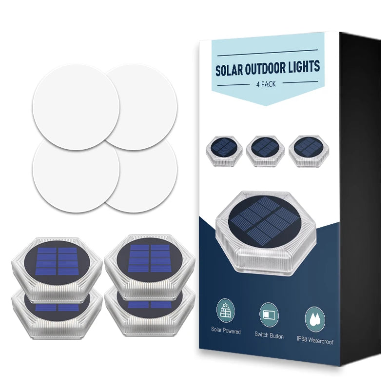 Yilaie Solar Deck Lights 4 Pack Garden Pathway Lamps