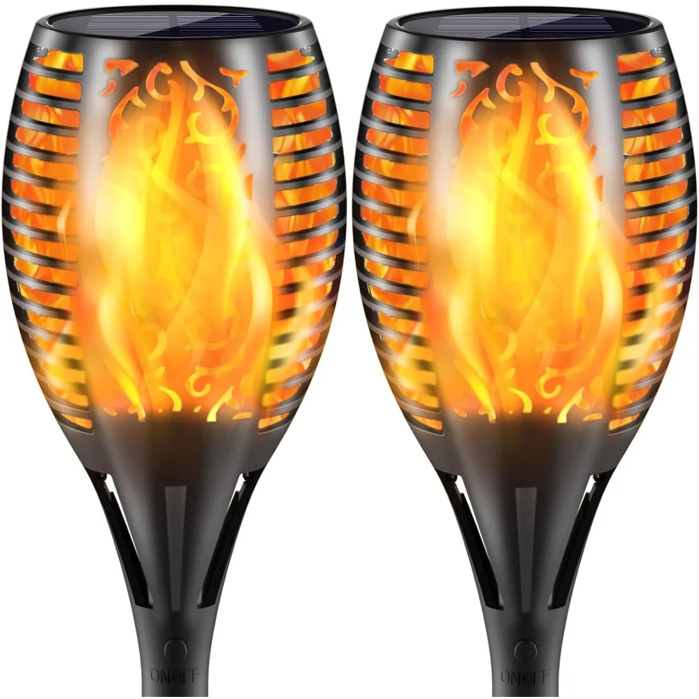 Upgraded Larger Solar Torch Lights with Flickering Flame