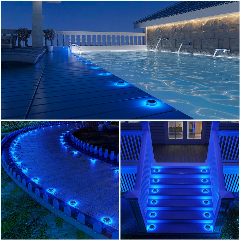 Yilaie Solar Deck Lights 4 Pack Garden Pathway Lamps