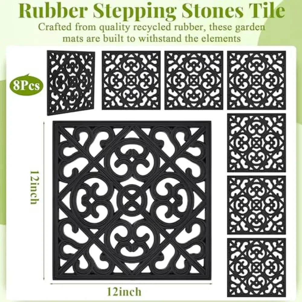 Hignconcerned Heavy Duty 8 Piece Rubber Stepping Stones Set
