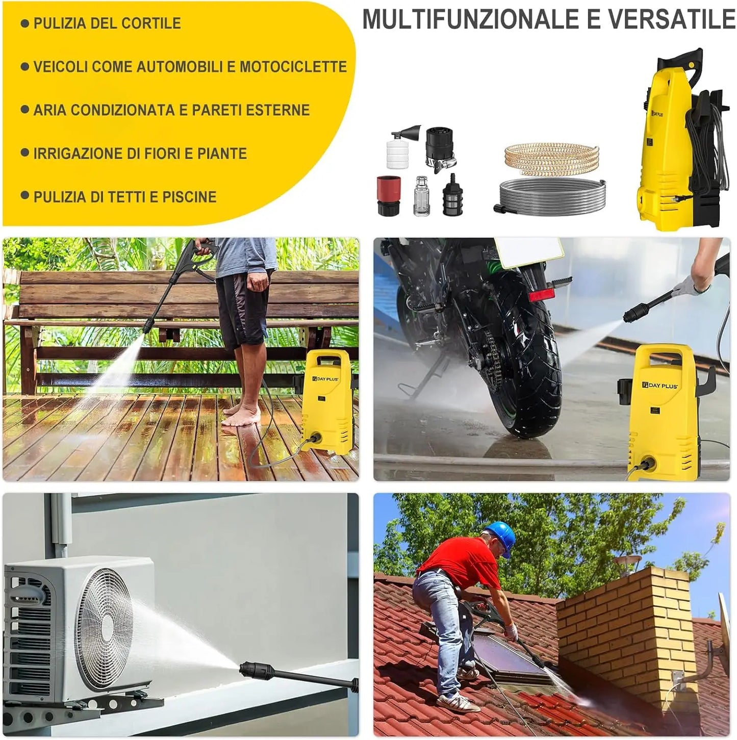 DayPlus Electric High Pressure Washer 1600W 120Bar 380Lph