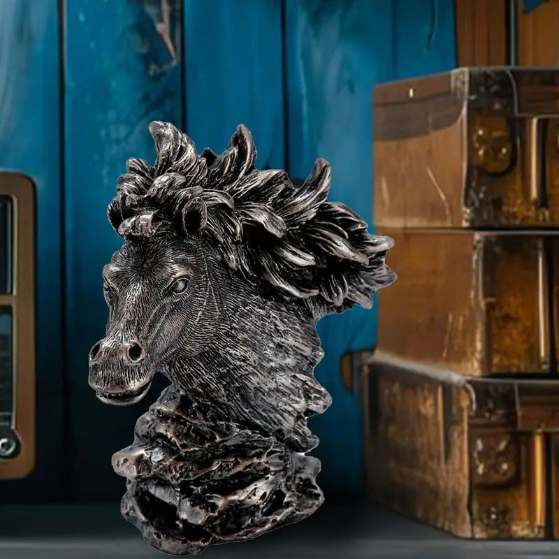 Hignconcerned Horse Head Statue Desktop Figurine Resin Art