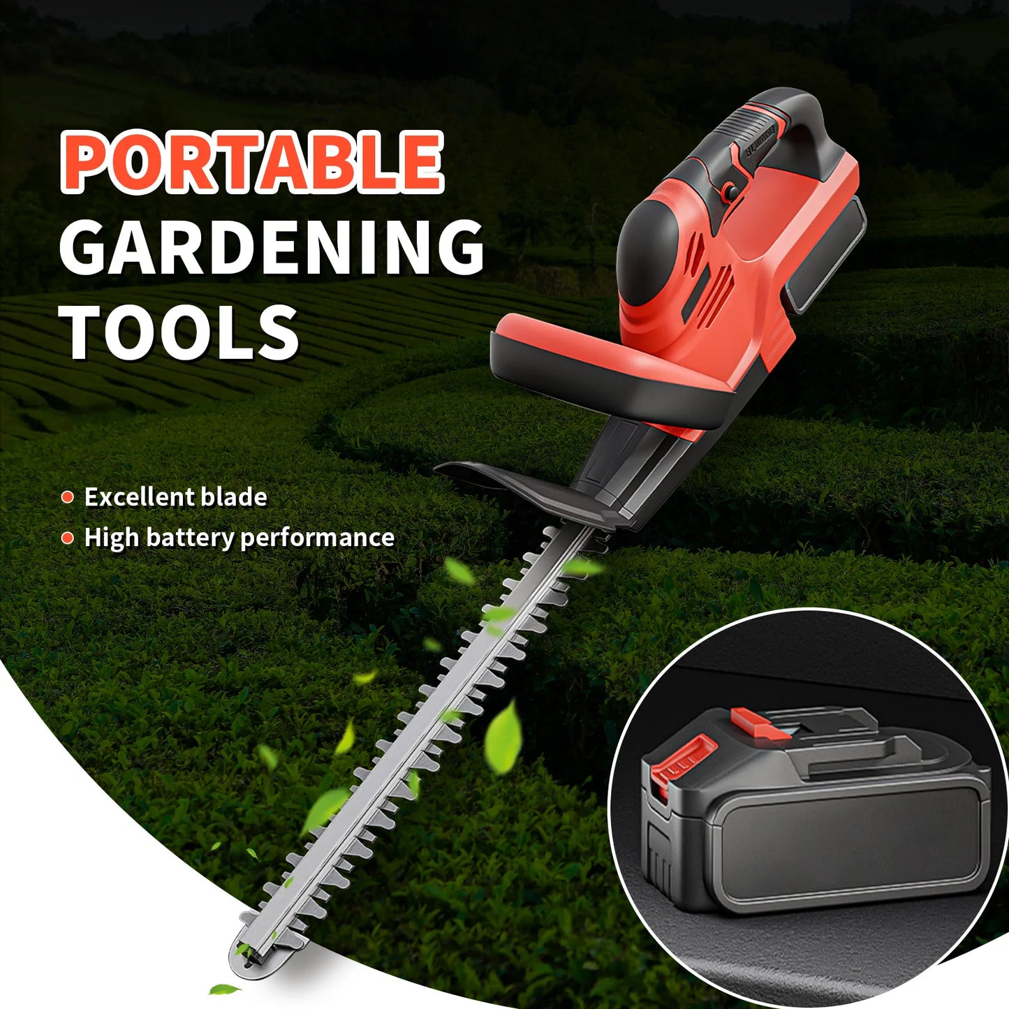 Cordless Hedge Trimmer Electric With 3 Ah Battery Charger