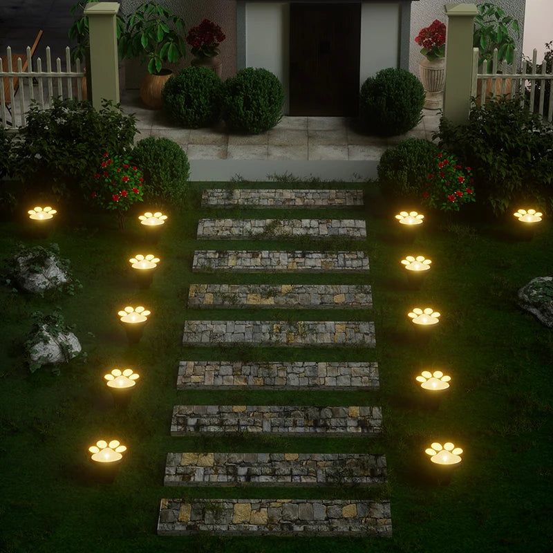 SHENZHITECH Outdoor LED Solar Light Paw Print Path Lamp