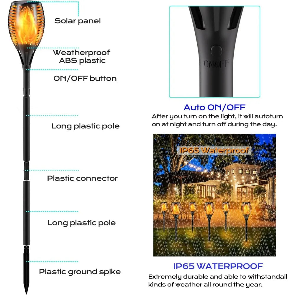 Upgraded Larger Solar Torch Lights with Flickering Flame