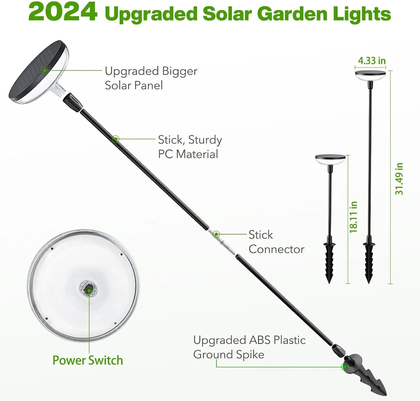 KPSTEK Solar Garden Path Lights 6 Pack Auto On Off