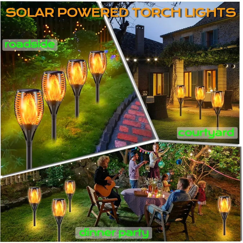 Upgraded Larger Solar Torch Lights with Flickering Flame