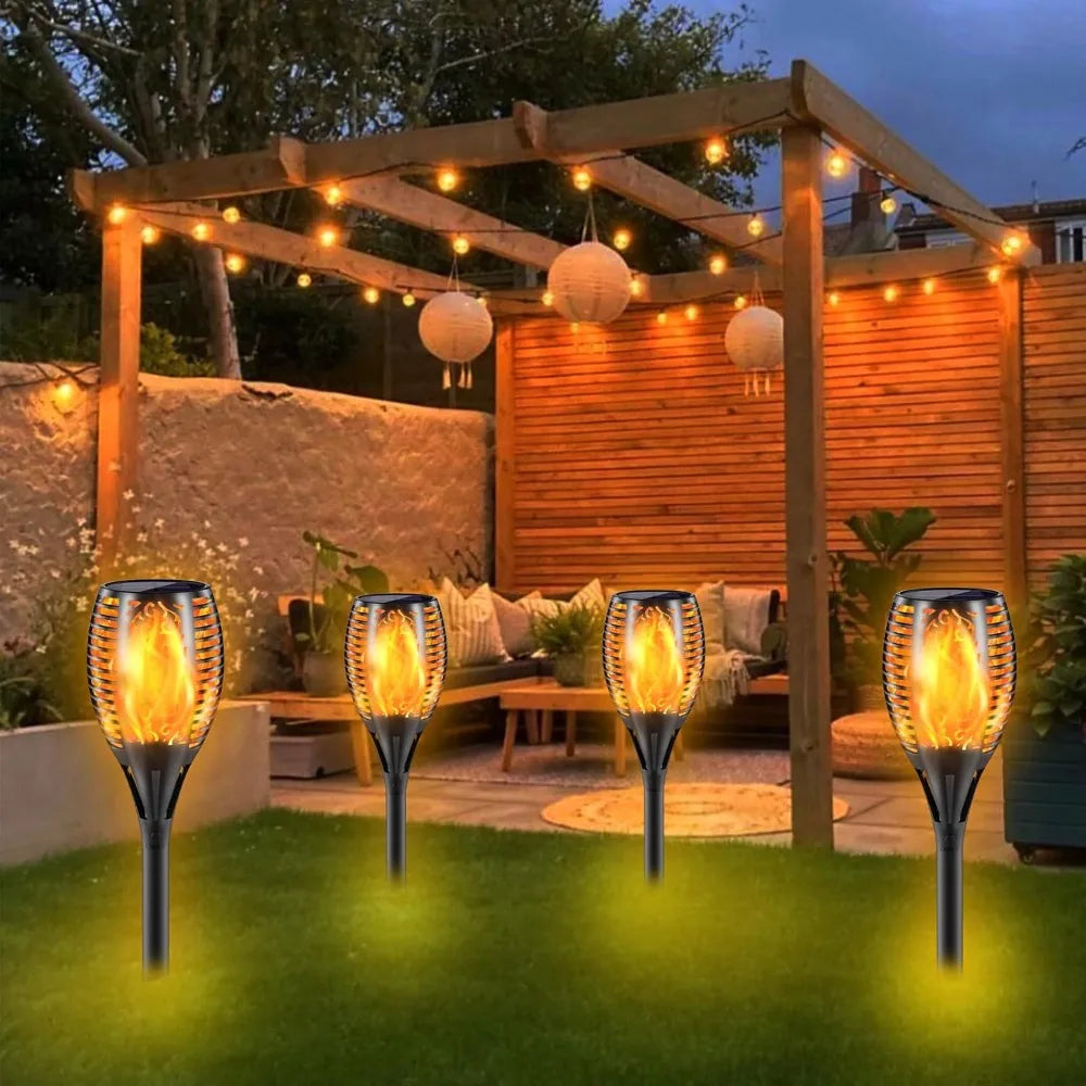Upgraded Larger Solar Torch Lights with Flickering Flame