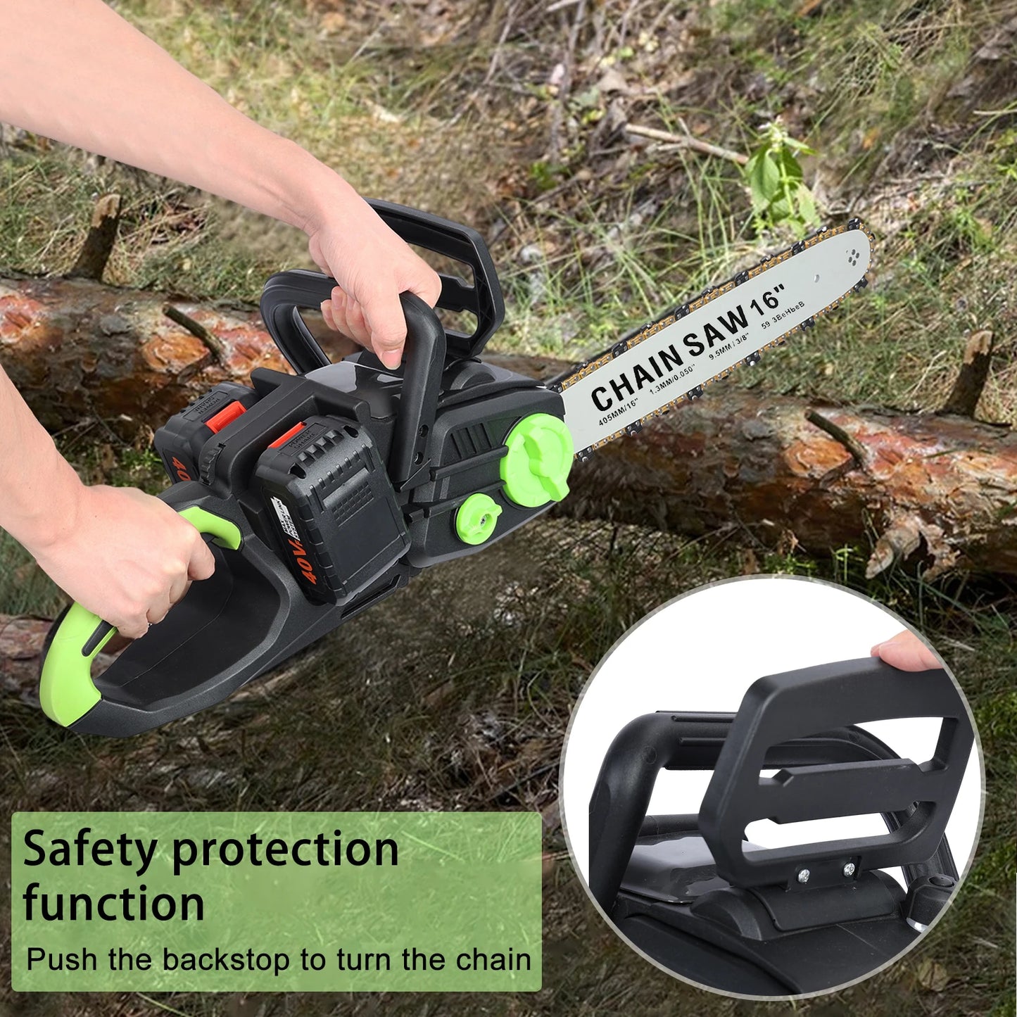 Micborve Battery Powered Chainsaw with 2x4Ah Batteries