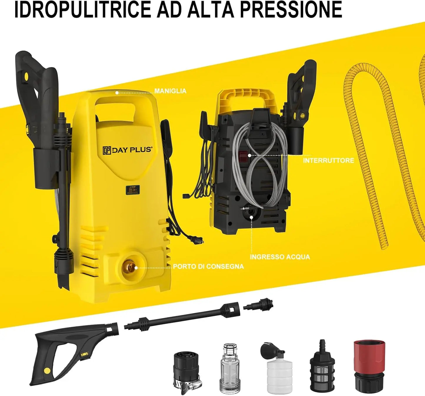 DayPlus Electric High Pressure Washer 1600W 120Bar 380Lph