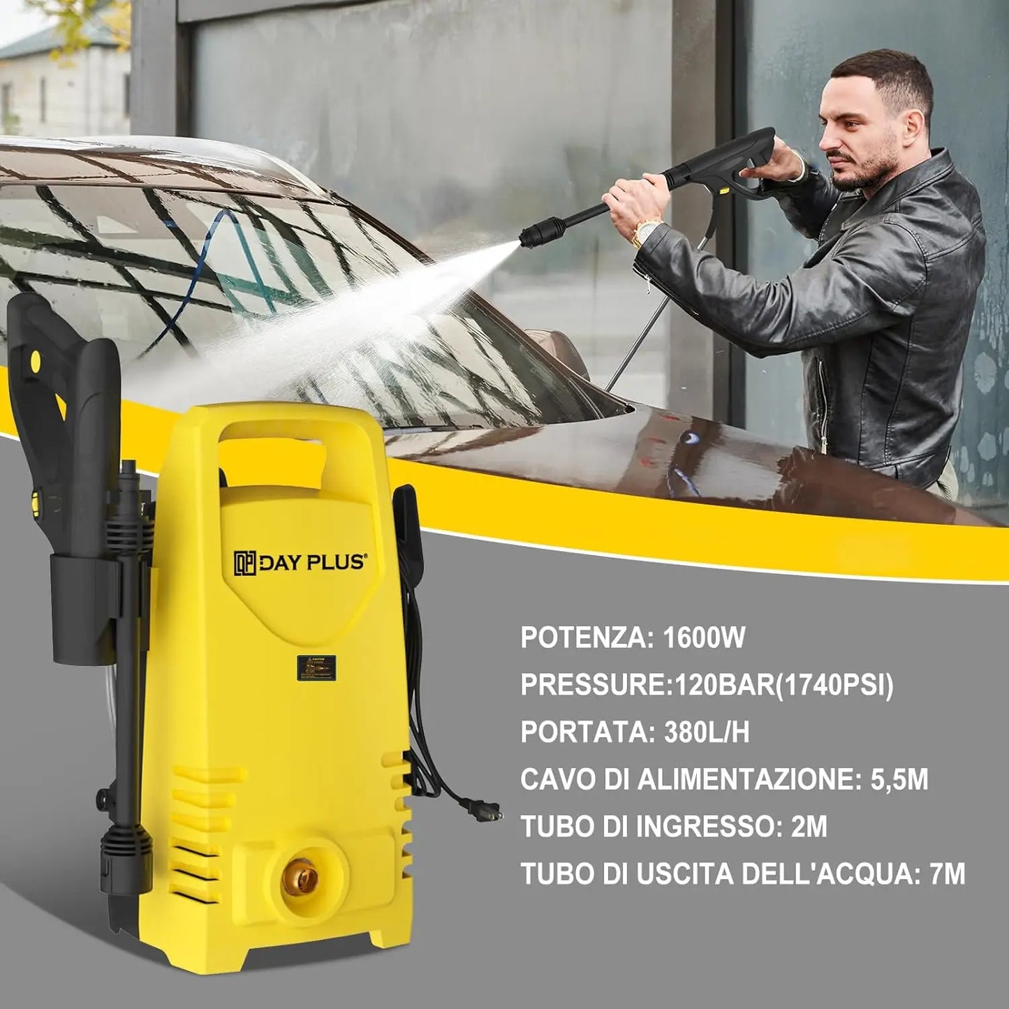 DayPlus Electric High Pressure Washer 1600W 120Bar 380Lph