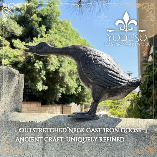 Rustic Cast Iron Goose Statue Garden Ornament Weatherproof