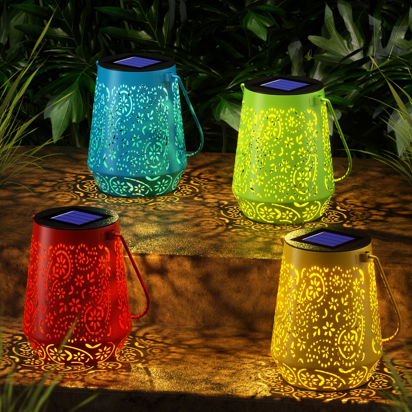 Solar Lanterns Outdoor 4 Pack LED Hanging Lights for Garden