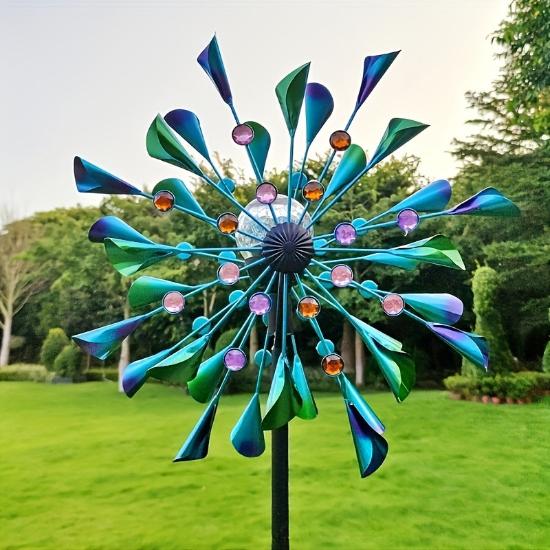 Solar Luminescence Metal Double Wind Spinner Outdoor Decor