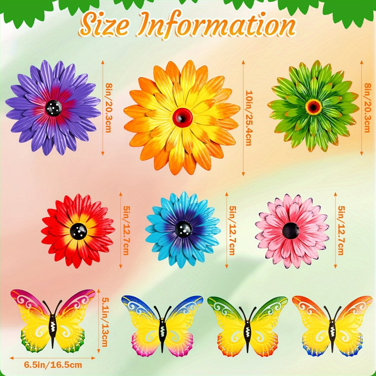 Outus Metal Flower Butterfly Wall Art Decor Set Outdoors