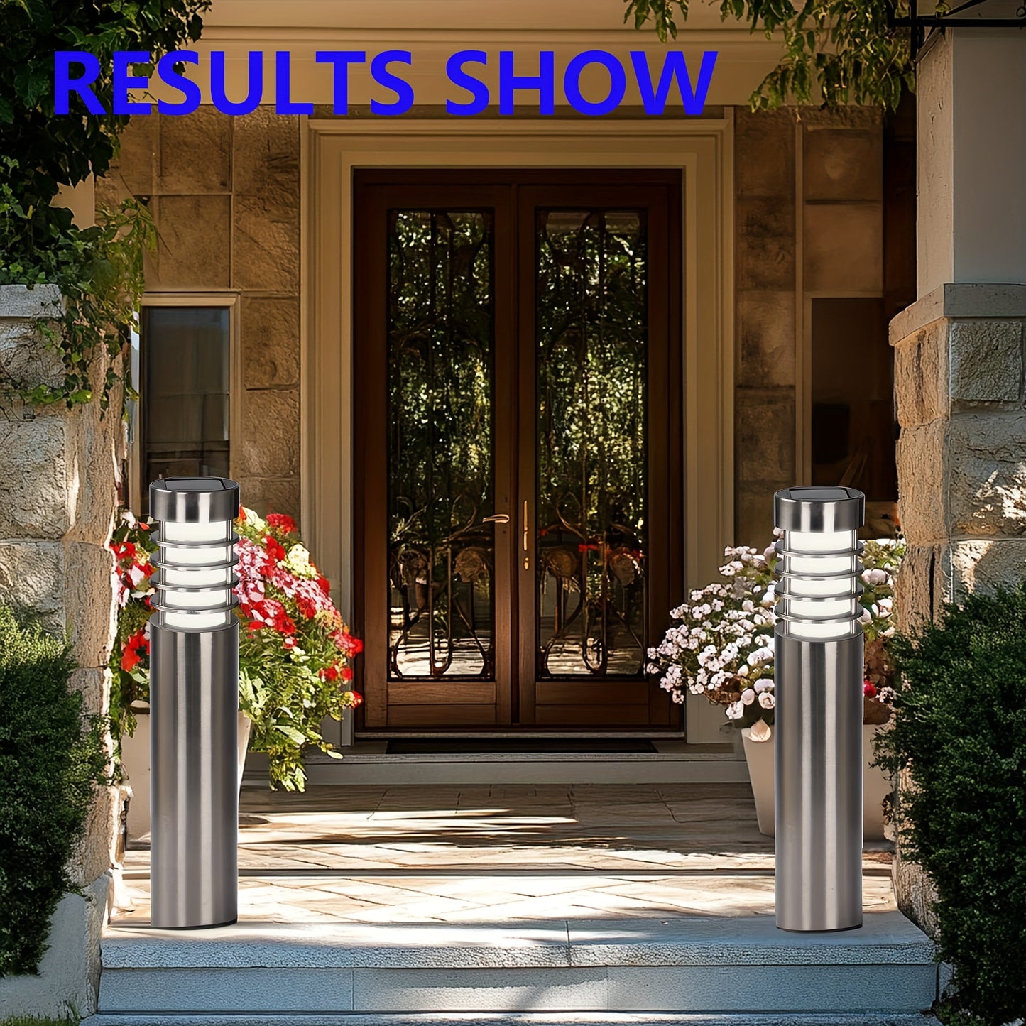 LED Solar Powered Stainless Steel Path Bollard Lights