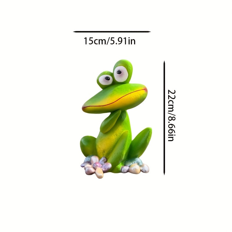 [Charming Frog] Rustic Resin Charming Frog Statues | Unique Outdoor Yard Accent, Cute Patio Embellishments, Mother's Day Gift, No Battery Required, Frog Garden Deco
