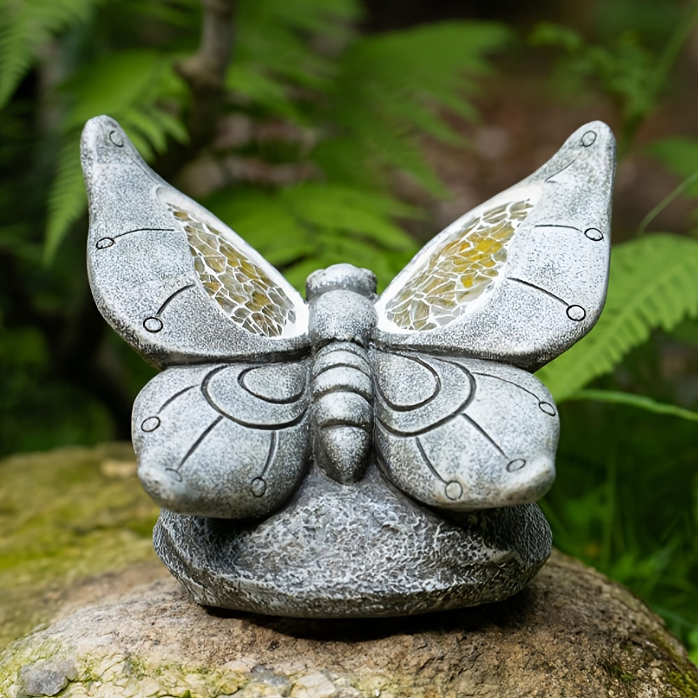Solar Resin Butterfly Figurine For Outdoor Garden Decor