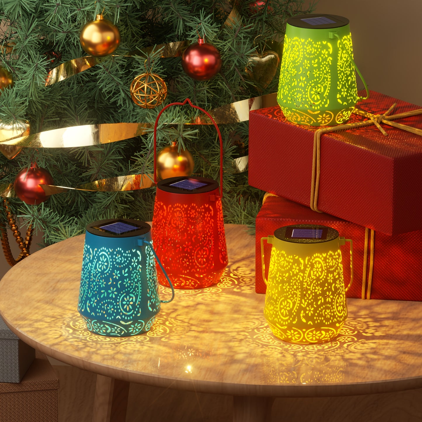 Solar Lanterns Outdoor 4 Pack LED Hanging Lights for Garden